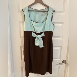 Willow Glenn Linen Dress Brown Blue Size 16